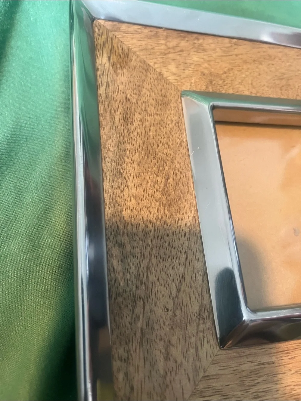 Pottery Barn Brushed Nickel & Wood Picture Frame | Discontinued | Modern Decor